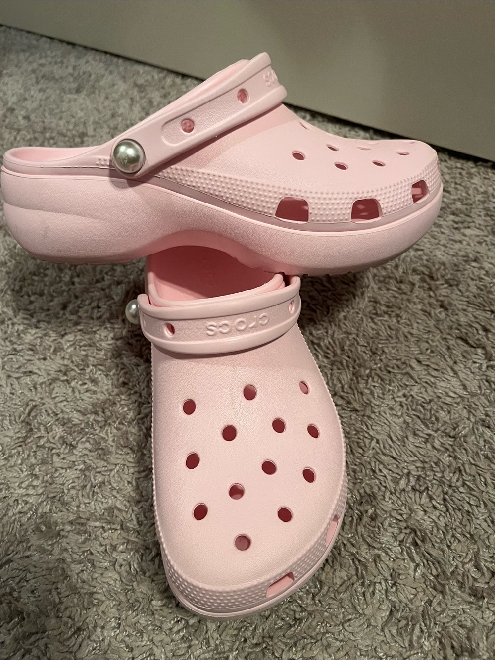 CROCS Classic Clog Platform “Pink Milk” with Pearl strap